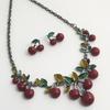 Top-Selling Cherry Necklace & Earring Set - Women's Trendy Choker Accessories