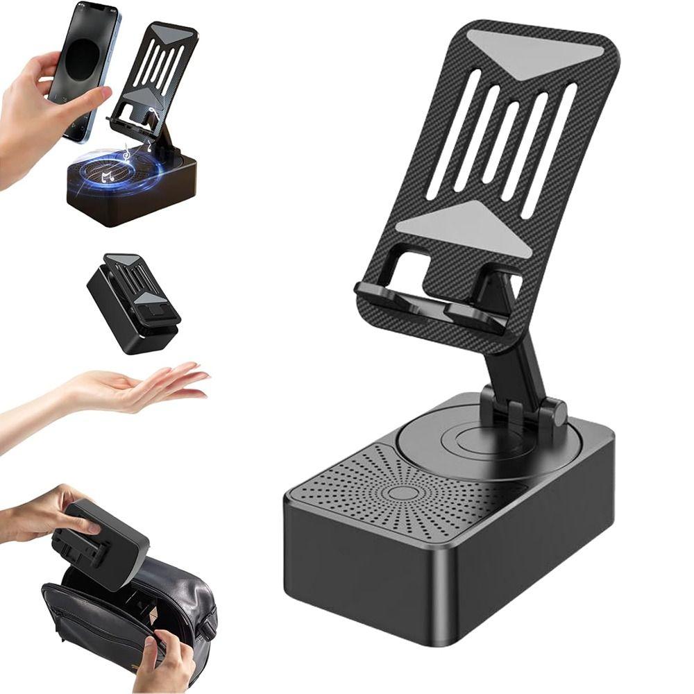 

HD Sound Phone Stand with Speaker Foldable Mobile Phone Support New Bluetooth Audio Phone Holder Bracket Speaker чорний