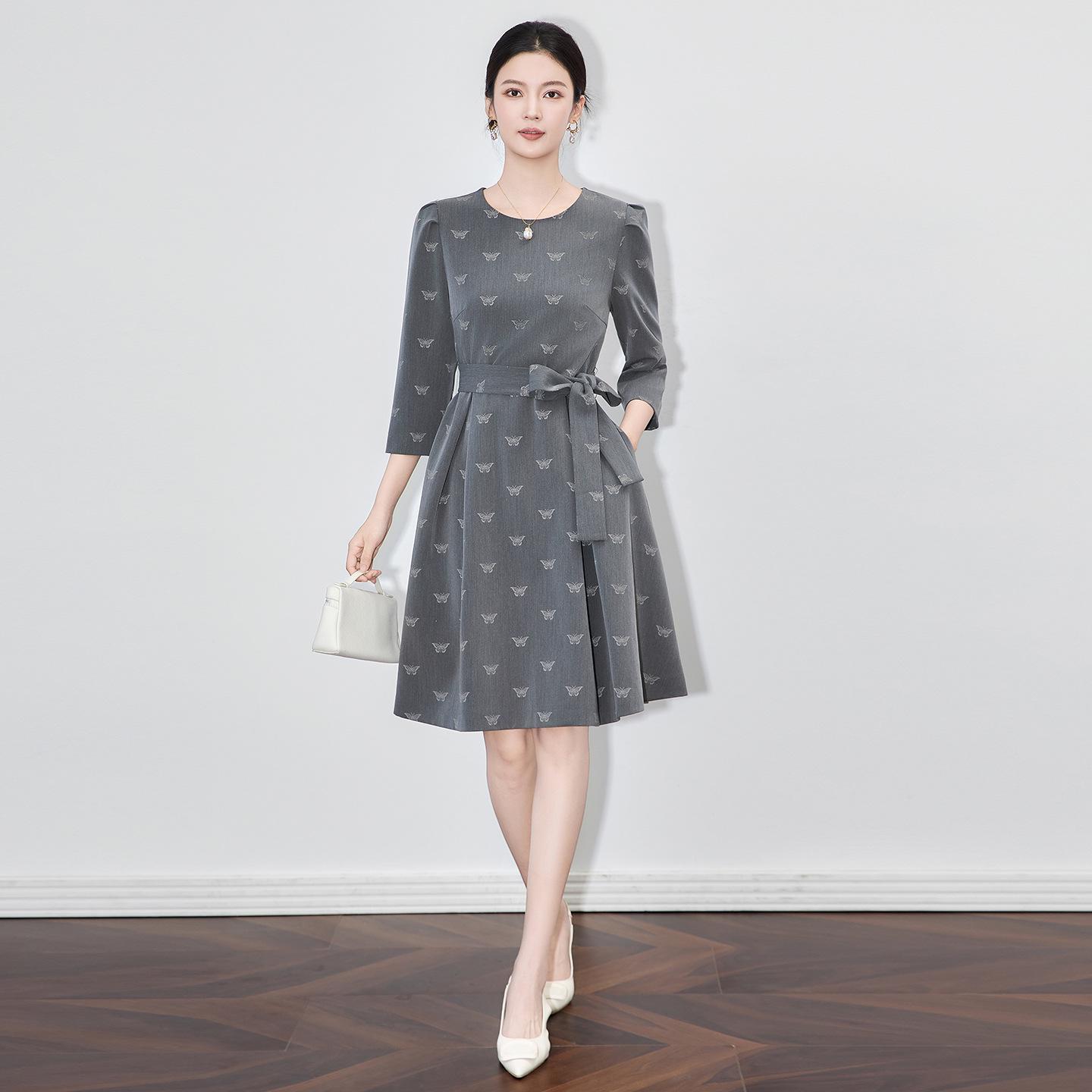 

Элегантное платье А-силуэта на шнуровке - Высококлассная ретро женская мода для осени/зимы Extra Large серый