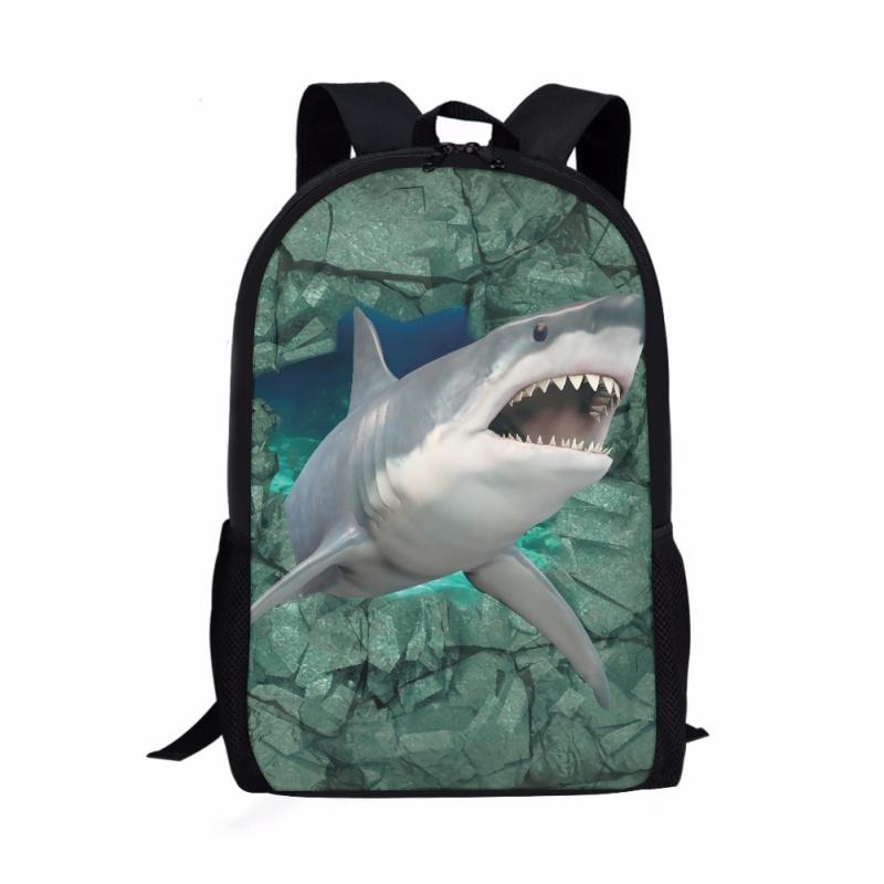 Ocean Sharks Pattern Print Students School Bag Boys Girls Kids Book Bag Daily Casual Storage Backpack Teenager Travel Rucksack