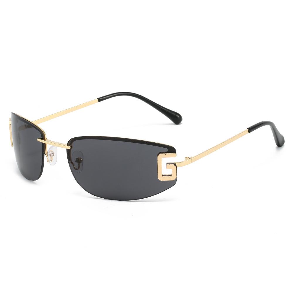

Stylish Fashion Sunglasses Women Brand Designer G Rimless Sun Shades Ins Blogger Cool Uv400 Sun Shades серый