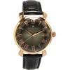 Salvatore Marra Women's Watch with Faceted Crystal, Leather Strap, and Gradient Colors In Black and Pink Gold (SM22151-PGBK)