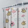 Cute Bee Pattern Shower Curtain Waterproof Bathroom Decor For Home Living Room Decoration Wall Hanging Accessories Pink Red Blue