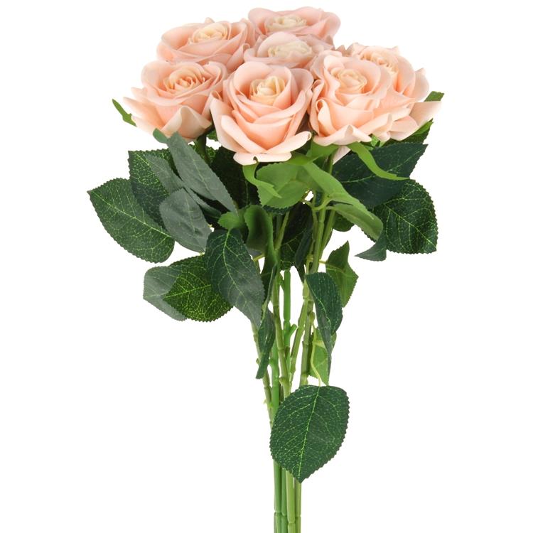 Silikonowa Gałązka Róży Sztuczne Kwiaty Dekoracje do Wazonu 44 cm - Szampan