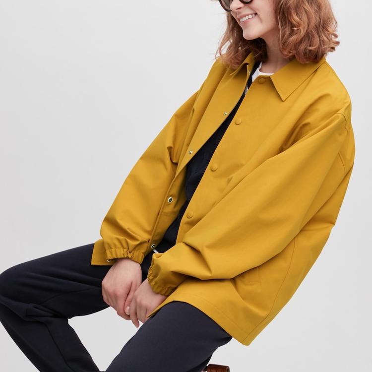 Uniqlo Solid Color Polo Collar Jacket Men Jackets Yellow 456986-47