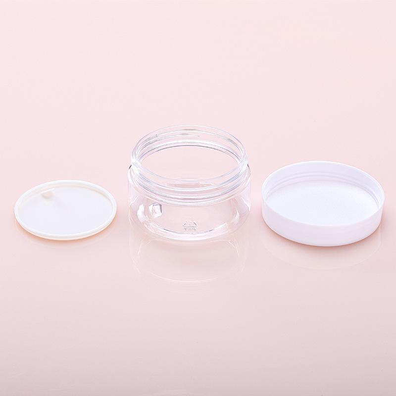 68-Tooth Transparent Wide-Mouth Cream Jar with Black PP Lid and Inner Cover