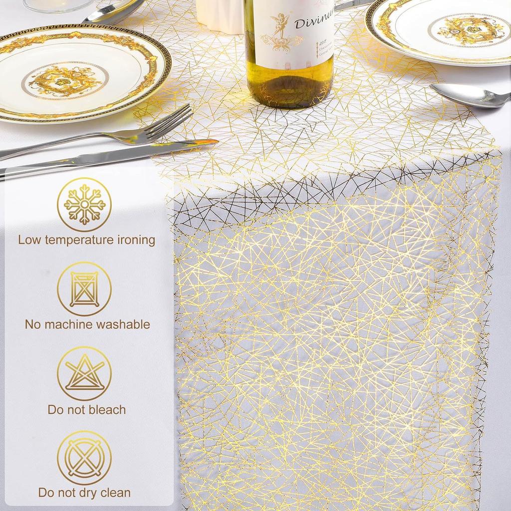 Light Luxury Gold Foil Mesh Table Flag Holiday Party Wedding Decoration