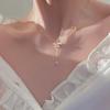 Double Layered Camellia Necklace for Women's Light Luxury Fashion Design Necklace Neck Chain Tassel Collarbone Chain Jewelry Gift