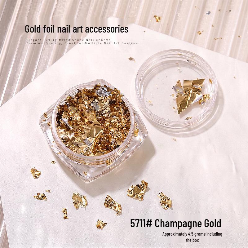 Japanese Gold & Silver Foil Nail Art Flakes: DIY Gel Polish Patches for Photo-therapy and Jewelry Design
