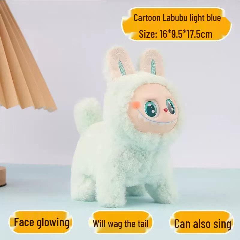 

Популярная электрическая поющая и бегающая плюшевая игрушка-собака со светящимся мультяшным силиконовым лицом светло-зеленый