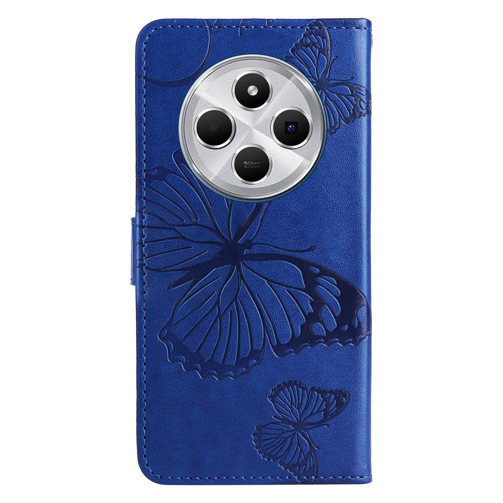 Für Xiaomi Poco C75 4G/Redmi 14R 5G/14C 4G Brieftaschenhülle Leder Handyhülle mit Blumen-Schmetterlings-Prägung Ständer