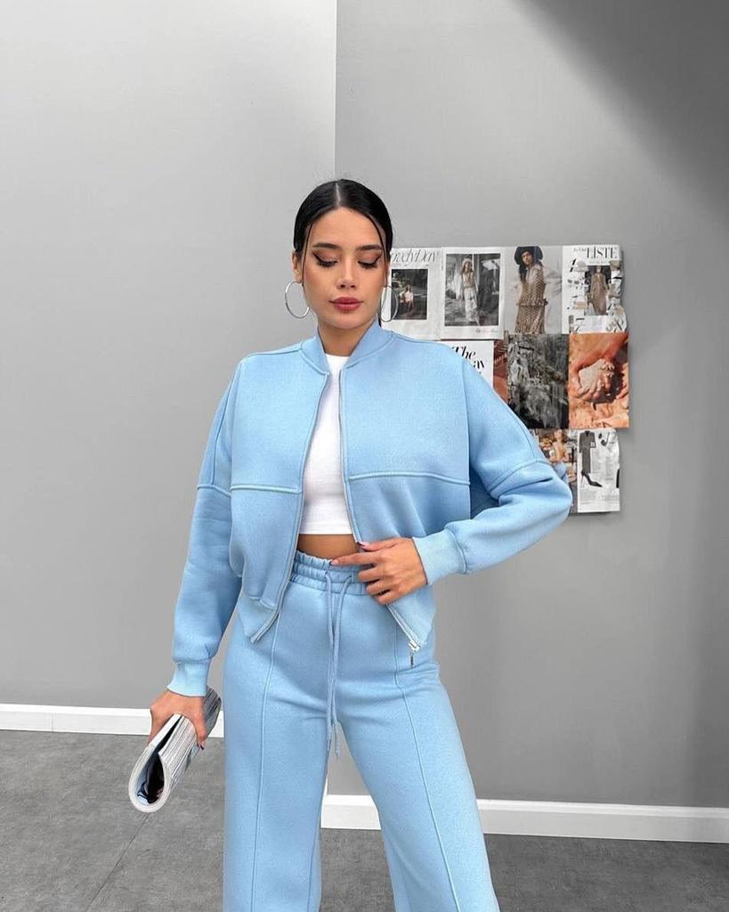 Women's Short Jacket and High-Waisted Cargo Pants Set