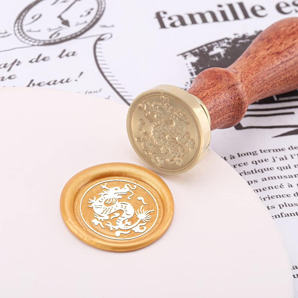 Bear, Dragon,Phoenix Wax Seal Stamps Brass Head 0.98" Removable Round Wax Sealing Stamp Heads For Decorating Wedding Invitation