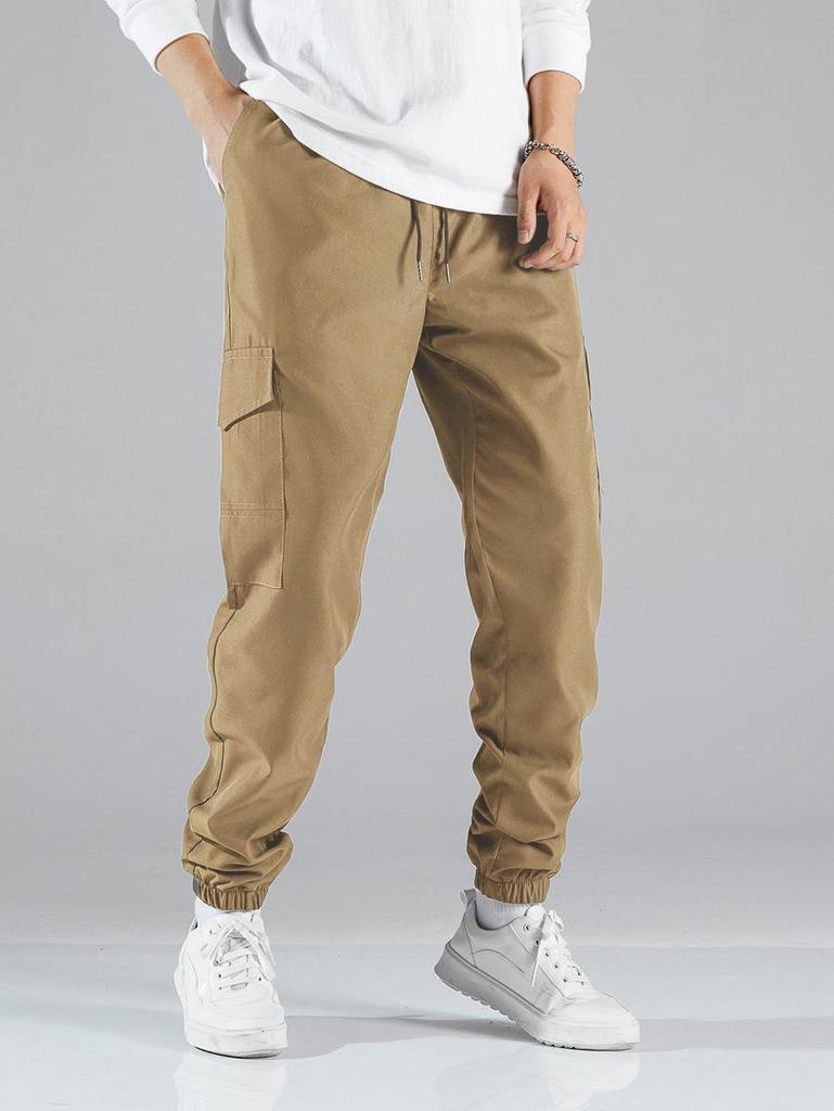 Men's Multi-pocket Heavyweight Twill Joggers for Spring and Autumn