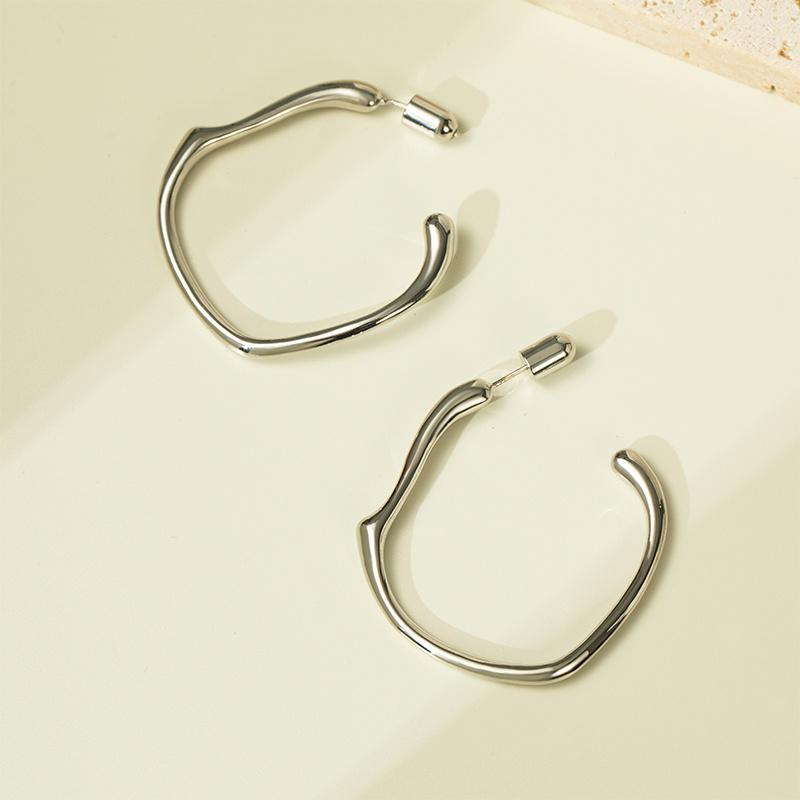 Chic Retro Irregular Earrings: High-End Silver Needle for Versatile Style