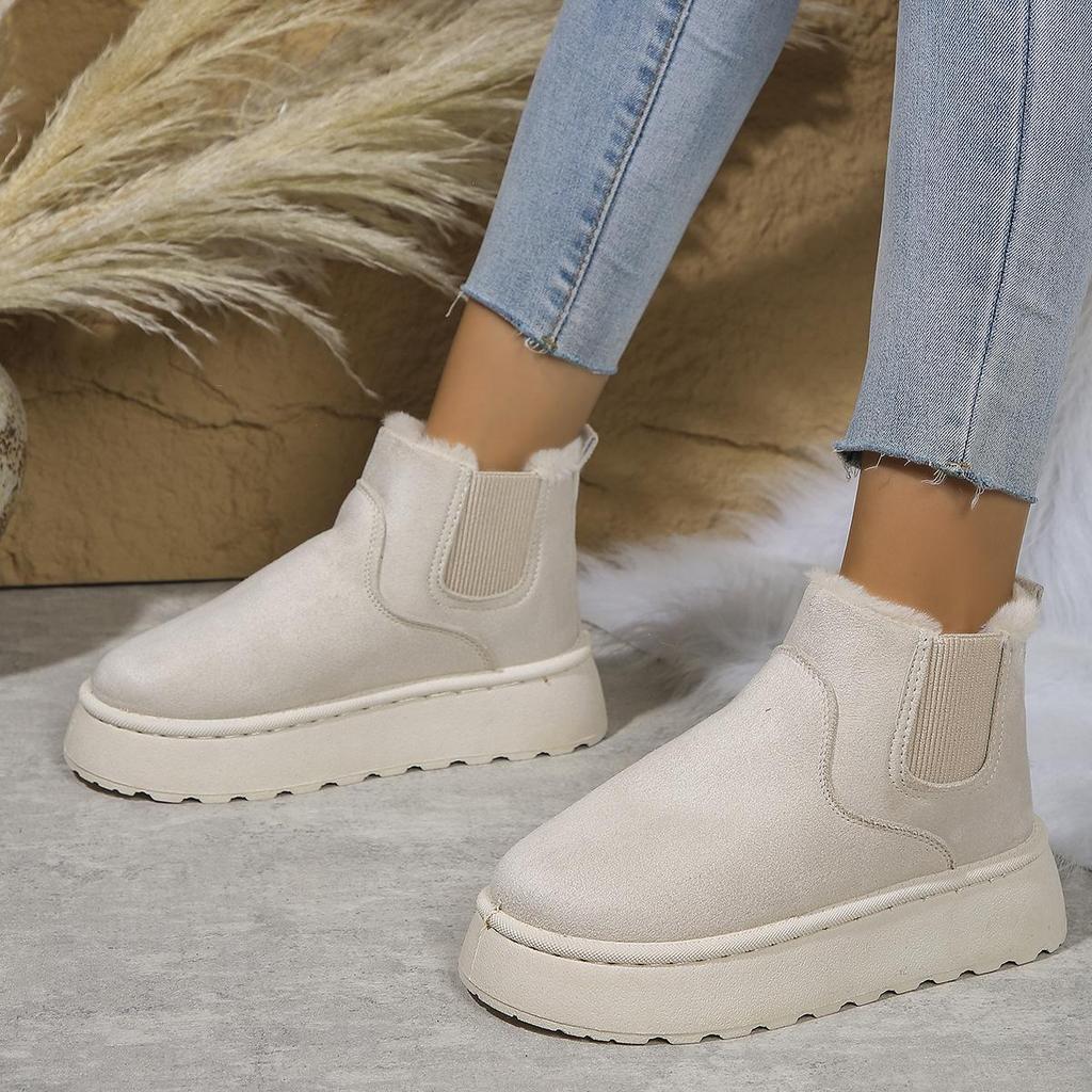 2025 Winter Neue Damen Schneestiefel mit dicker Sohle - Fleecegefütterte, verdickte Slip-on Warme Brot-Baumwollstiefel