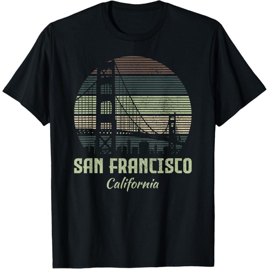 San Francisco California Golden Gate Bridge Vintage Gift T-Shirt XXXXXL чёрный