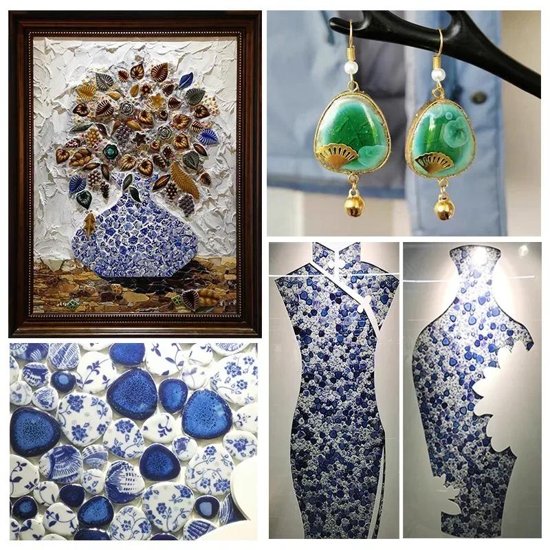 100g Ovale Keramikmosaikfliesen Mehrfarbiges Mosaikstück DIY Mosaikherstellung Steine für Handwerk Hobby Kunst Heim Wanddekoration arte