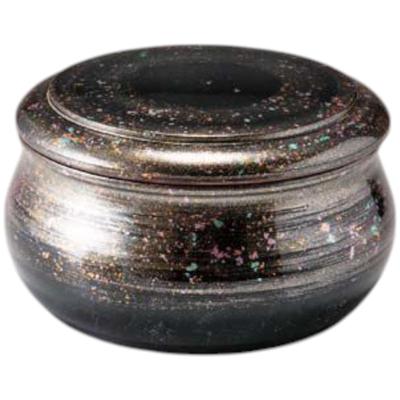 Premium Nigiri Sushi Jukan Chirashi Lid with Silver Glow Made In Japan J-kitchens Plate, (Black Interior),