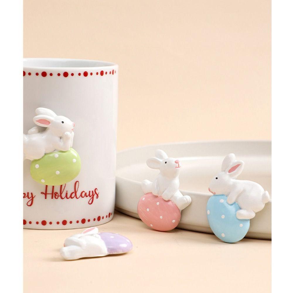4Pcs Happy Easter DIY Easter Bunny Stickers Cartoon Resin Easter Decorations Kawaii 3D Refrigerator Stickers Party Decoration