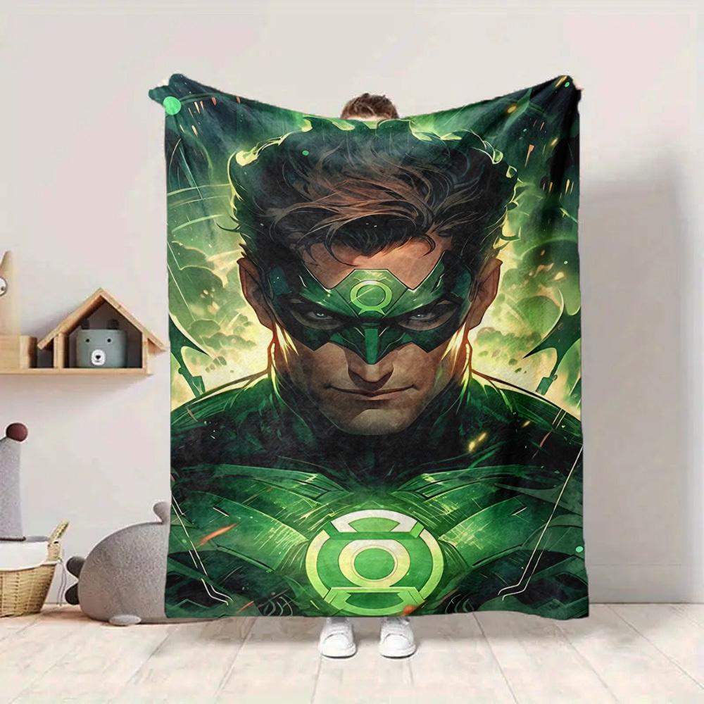 1pc Green Lantern Blanket Polyester Fiber, All Season Comfort for Sofa, Bed, Office, Car, Camping Ideal Home Decor & Gift, Office Comfort