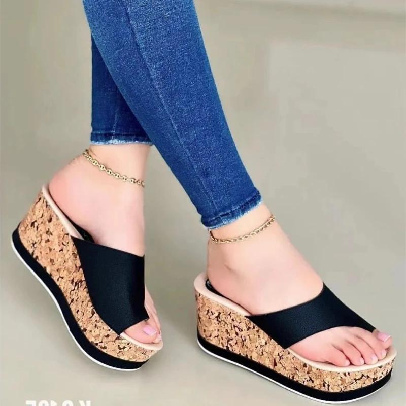 New Women Wedges Slippers Summer Woman Clip Toe Platform Soft Sandals Comfort Casual Slides Beach Outdoor Lady Flip Flops