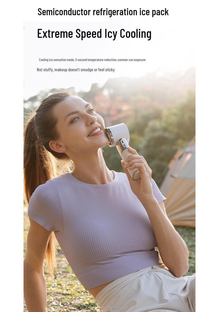 High-Speed Handheld Fan with Semiconductor Cooling, Long Battery Life & Built-in Retractable USB Power Bank