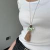 Natural Minimalist Design Zebra Tassel Long Pendant Necklaces For Women  Versatile Adjustable Sweater Chain Jewelry