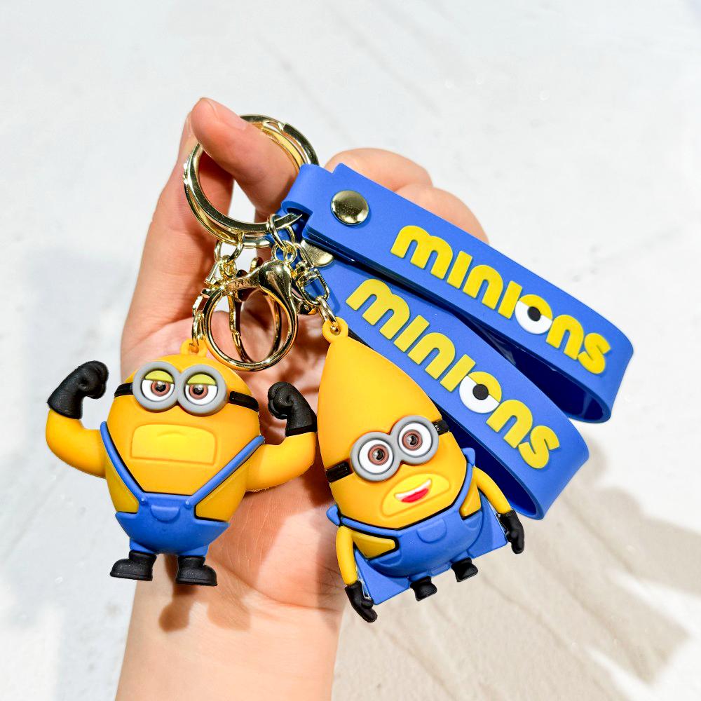 New Anime Minions Keychain Cartoon Child Toy Gift Key Ring Pvc Minion Doll Cute School Bag Pendant Car Key Chain Accessories