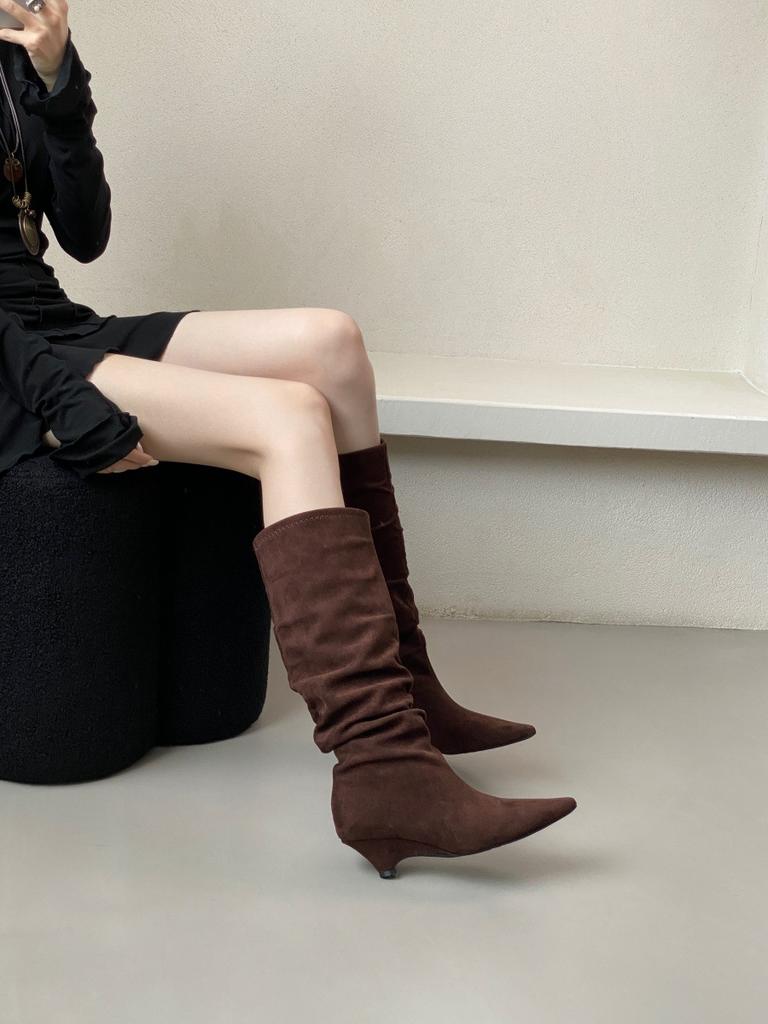 Inner heightening pointed summer western cowboy boots women's boots 2025 new spring and autumn stacking boots knight boots