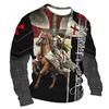 Vintage Print Men T-Shirts Samurai Pattern Knights Templar 3D Top Cotton Tee Streetwear Autumn Long Sleeve Oversized T Shirt 5XL