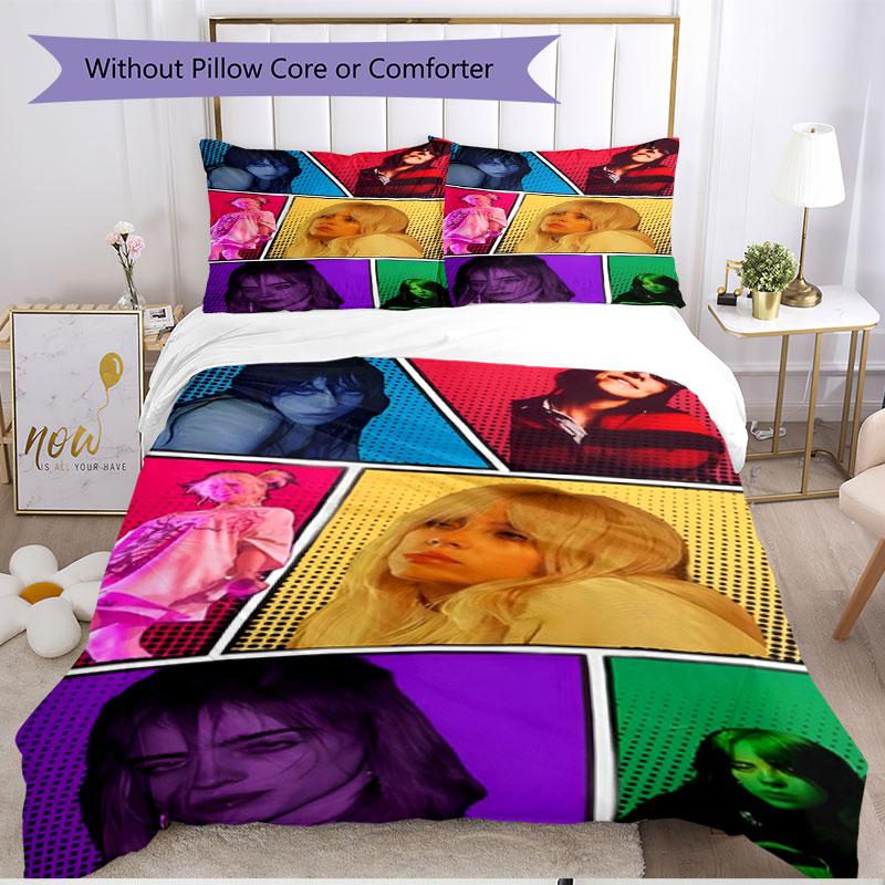 3pcs Duvet Cover Set (1*Duvet Cover + 2*Pillowcase, Without Core), Billie Eilish Print Soft All‑Season Bedding Set, Home Bedroom Decor Gift