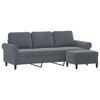 3 Seater Sofa with Ottoman In Dark Grey 180 Cm Velvet
