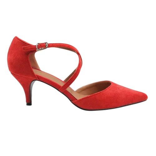 Where's That From Womens/Ladies Faux Suede Crossover Strap Low Kitten Heel Sandals