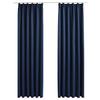 Blackout Curtains with Hooks 2 Pieces Blue 140 x 175 cm