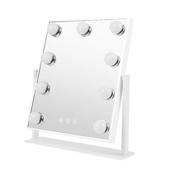 LED Lighted Makeup Mirror 3 Colors Lighting Touch Control Adjustable Stepless Dimming Cosmetic Mirror Portable Travel Vanity Mirror with Lamp