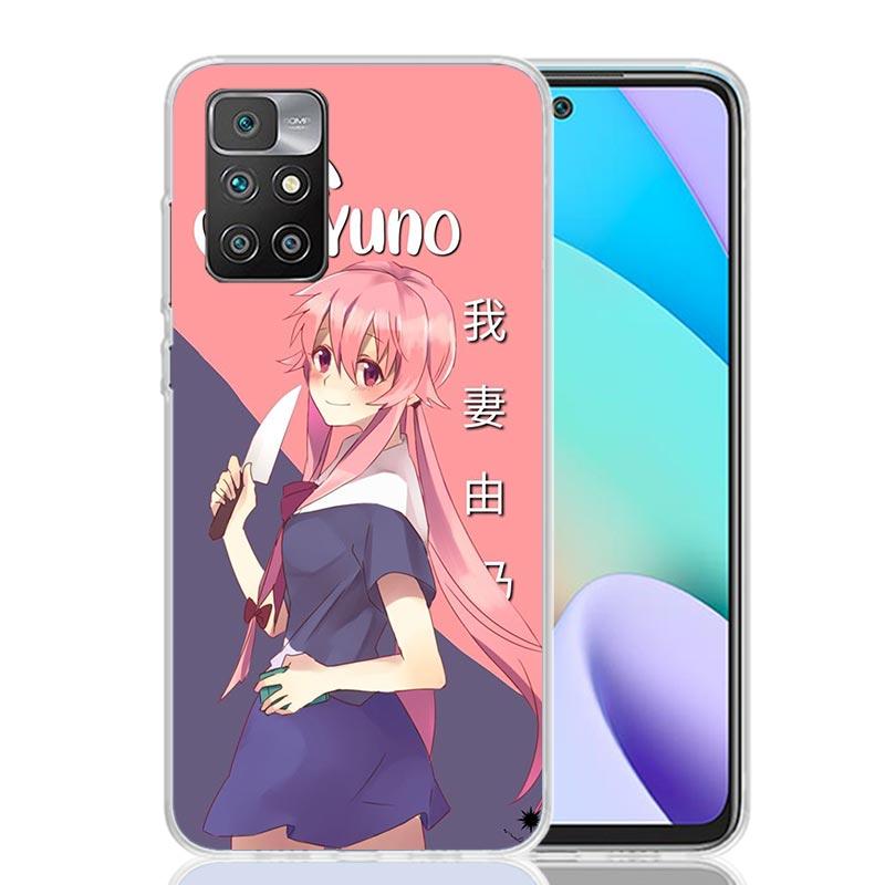 Mirai Nikki Gasai Yuno Anime Phone Case For Xiaomi Redmi 12C 13C 14C 12 13 10 10A 10C 9 9A 9C 9T 8 8A 7 7A 6 6A K70 K60 K40 K20