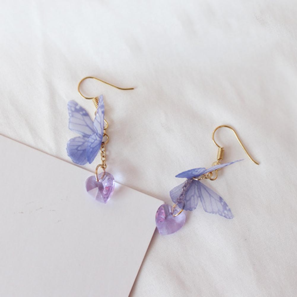 Elegant Butterfly Hook Dangle Long Heart Earrings  Jewelry Pretty Gifts