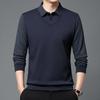 Long Sleeve Polo Shirt Men'S Premium Business Casual Men'S Fake Two-Piece Striped Sleeve T-Shirt