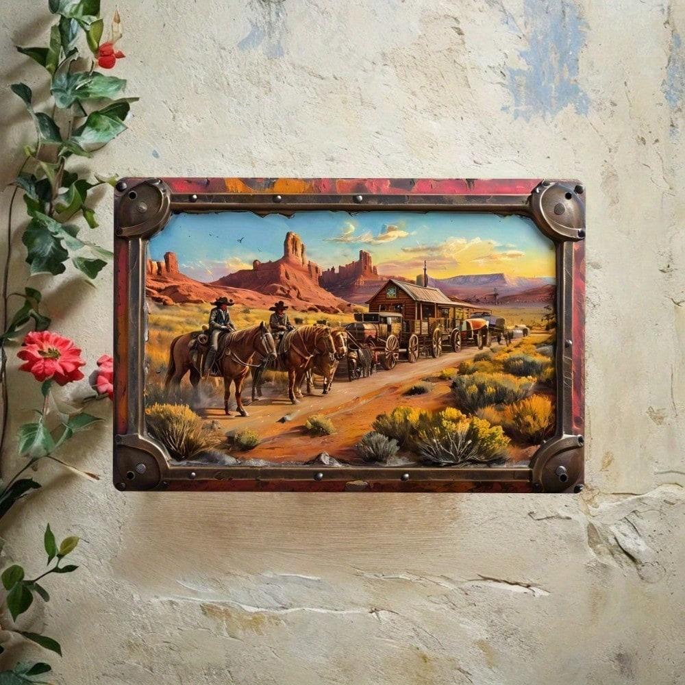 Vintage Cowboy Metal Sign 3D Busy Cowboy Retro Wall Decor Iron Crafted for Bar Cafe Man Cave Office