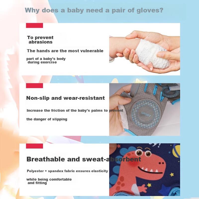 Ousen Children's Cycling Gloves, Sports Non-Slip, Single Bar Climbing, Rock Climbing, Outdoor Bicycle Sports, Boys And Girls Half-Finger Cartoo