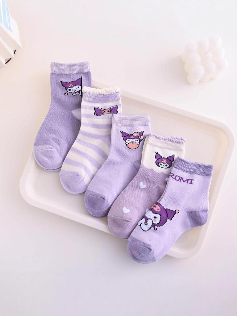 Kuromi Andningsbara Tecknade Strumpor till Knäet för Flickor – Vår/Höst Kollektion