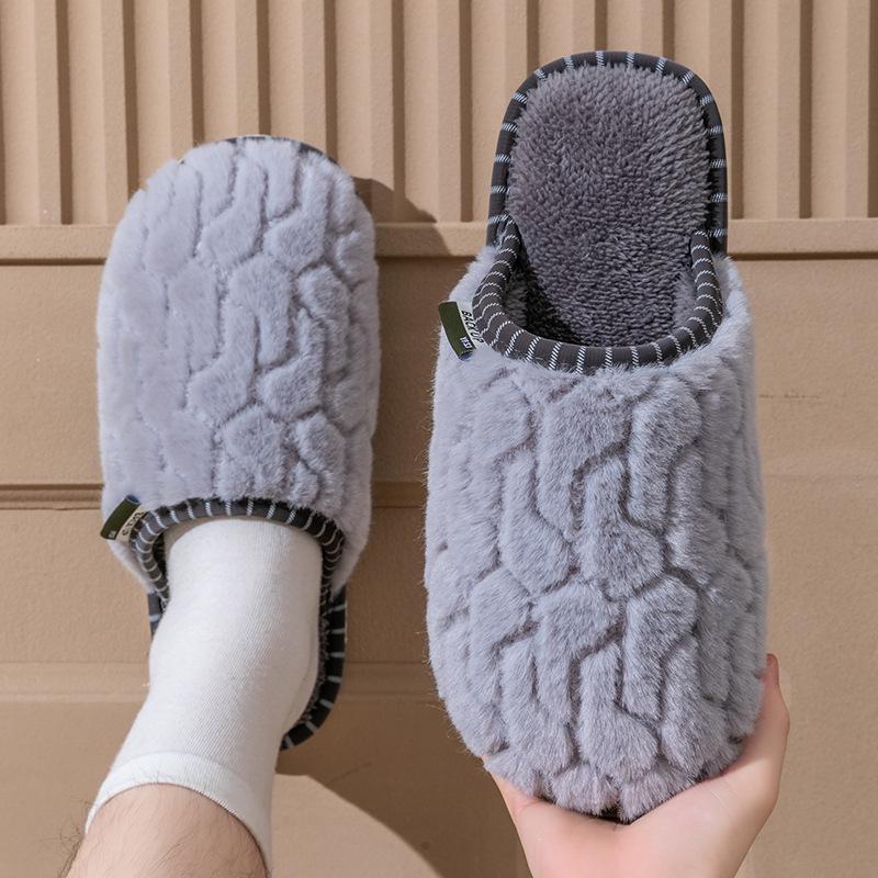 Women's and Men's Plush Non-Slip Cotton Slippers - Indoor Warmth for Spring, Autumn, and Winter