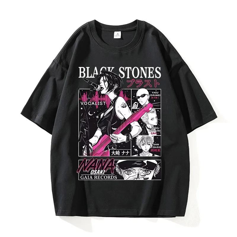 Japanese Manga Black Stone Osaki Nai Nai Retro Men's and Women's Short-sleeved Personality Anime Surrounding Cotton T-shirt Y2K