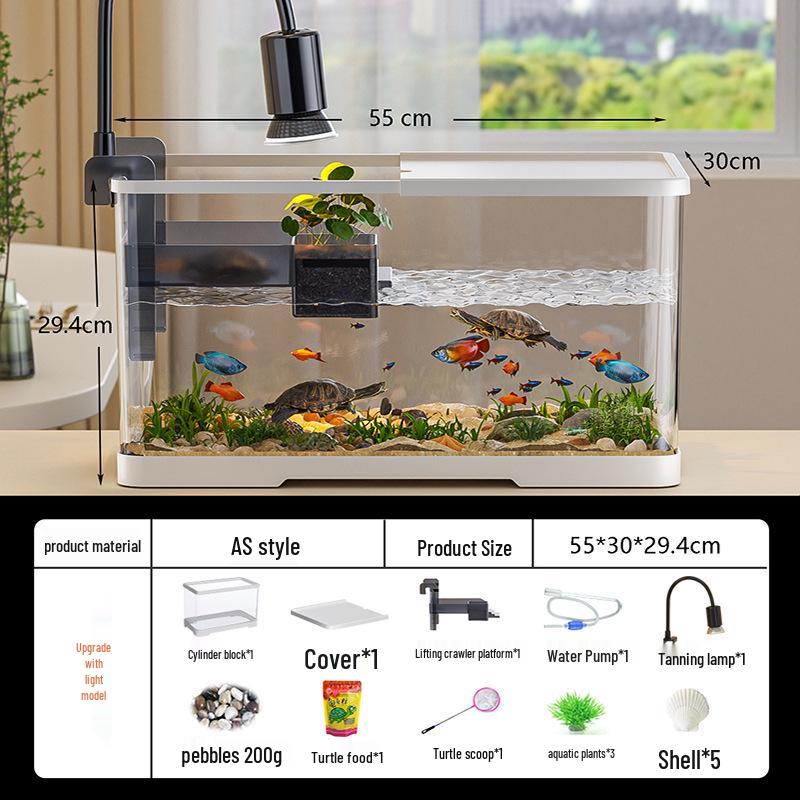 Versatile Desktop Turtle & Fish Aquarium with Basking Platform and Integrated Circulation System
