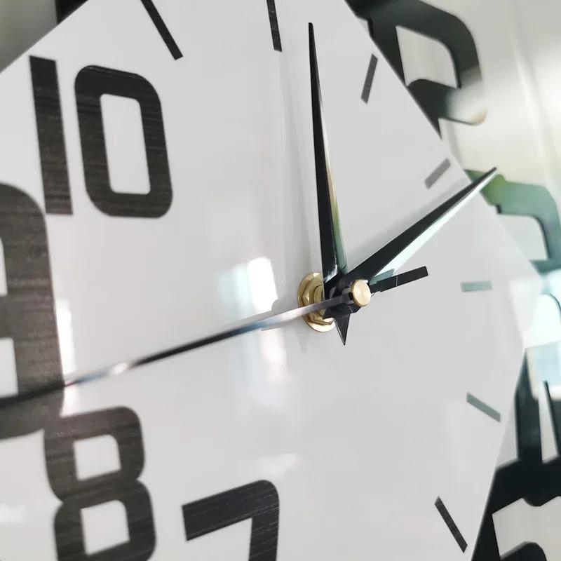 Large Digital Pendulum Wall Clock Black and White Modern Style with Irregular Display Stylish Oscillating Decorative Wall Clock