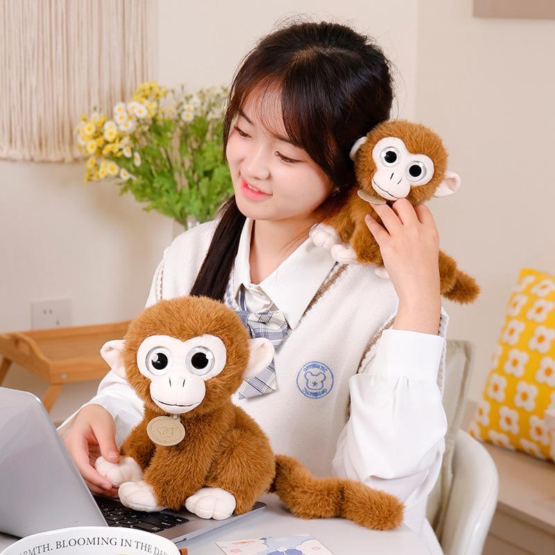 Cute Simulated Little Monkey Doll Plush Toy Cute Big-eyed Monkey Doll Children Accompany Soothing Doll