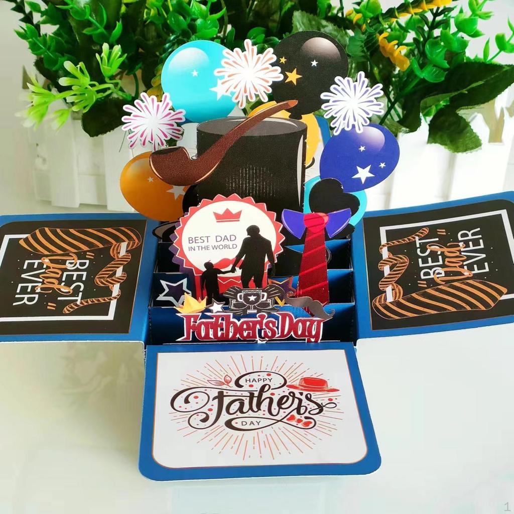 Father's Day Popup Card Gift Boxed Novelty Decor Greeting for Birthdays Celebrations Gifts