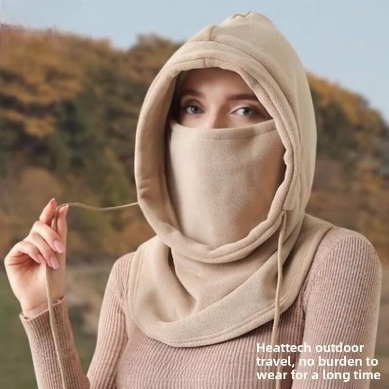 

Scarf hatneck warmer windproof and warmfor skiing and cycling, double-sided fleece unisex,winter thickened cold-proof face mask грязно-белый