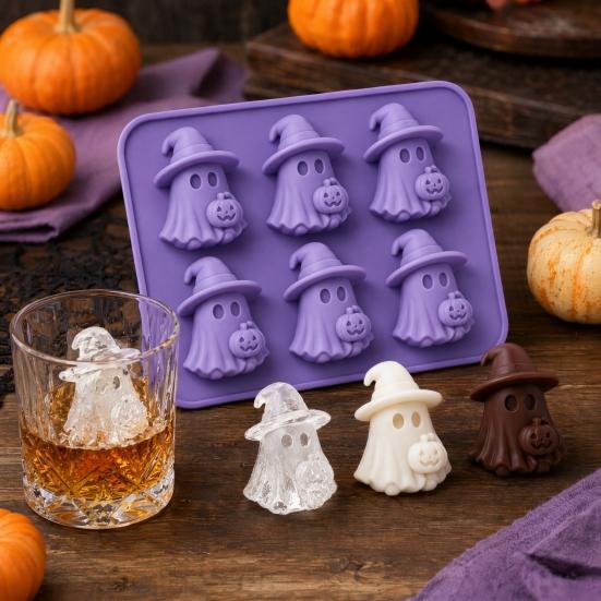 Food Grade Silicone Ice Tray Halloween Cube Tray Witch Ghost Pumpkin Bat Mold